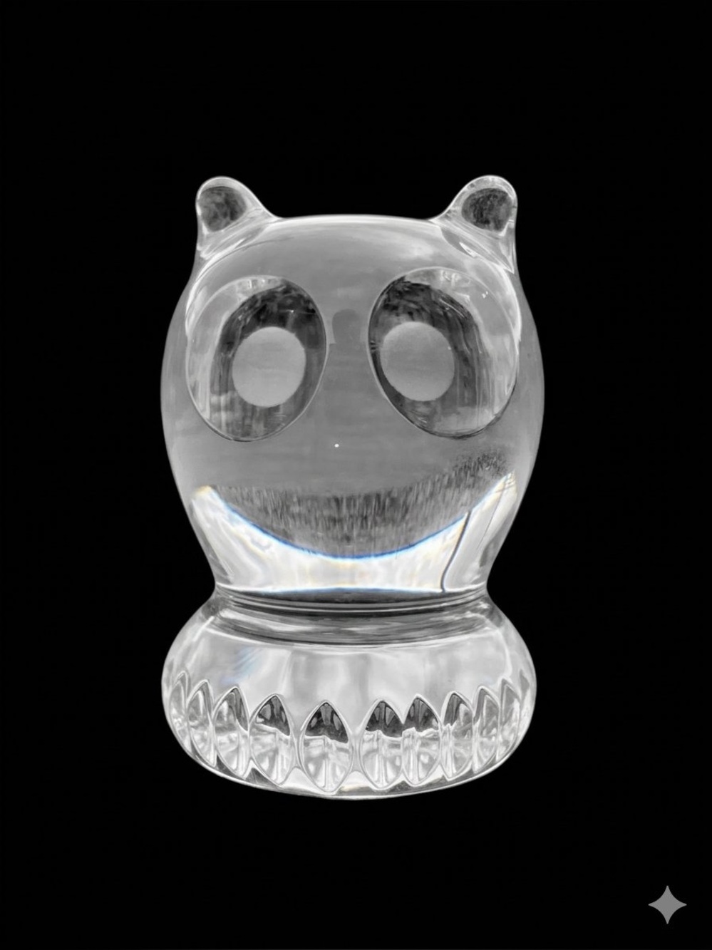 Vintage Spode Germany Clear Lead Crystal Owl Paperweight Figurine Signed HW 3.5"